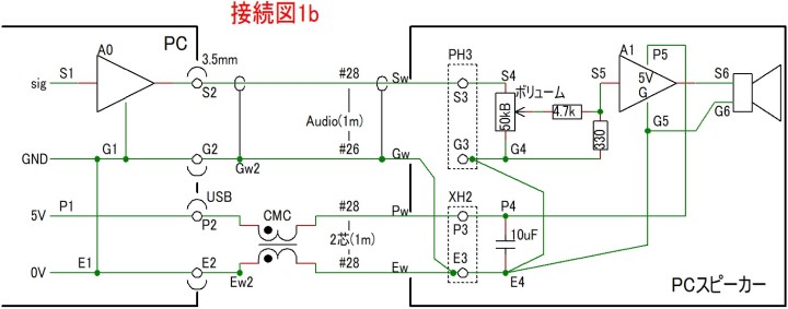 PCスピーカー接続図1b