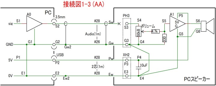 PCスピーカー接続図1-3